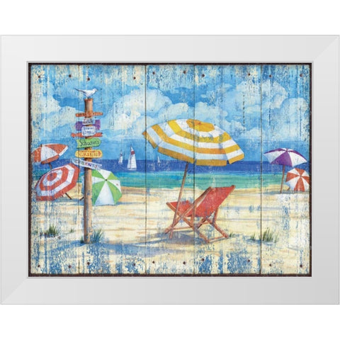 Beach Signs II White Modern Wood Framed Art Print by Brent, Paul