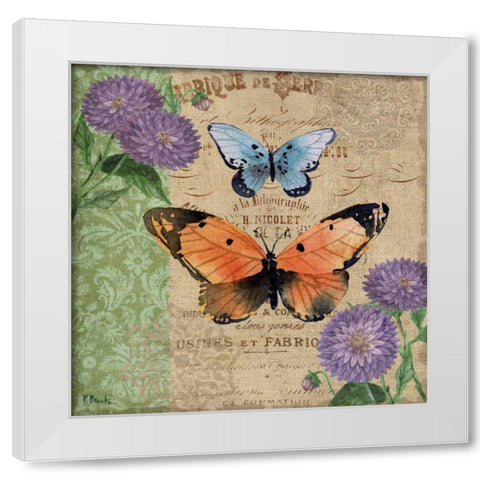 Burlap Butterflies II White Modern Wood Framed Art Print by Brent, Paul