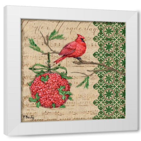 Burlap Holiday IV White Modern Wood Framed Art Print by Brent, Paul
