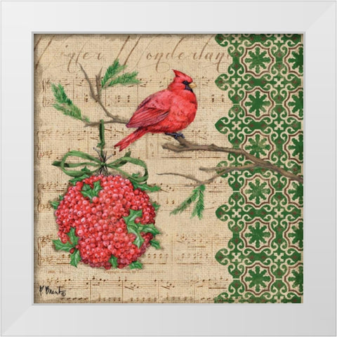 Burlap Holiday IV White Modern Wood Framed Art Print by Brent, Paul
