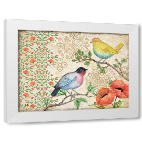 Blossoming Birds I White Modern Wood Framed Art Print by Brent, Paul