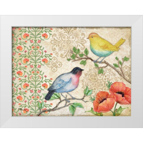 Blossoming Birds I White Modern Wood Framed Art Print by Brent, Paul