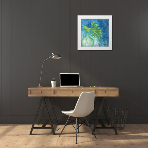 Sea Glass Palm I White Modern Wood Framed Art Print by Brent, Paul