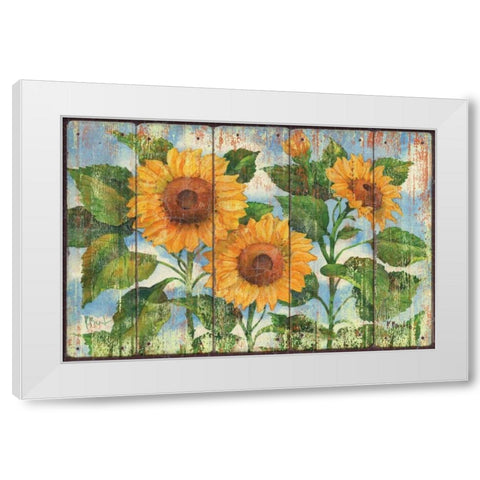 Summer Sunflowers White Modern Wood Framed Art Print by Brent, Paul
