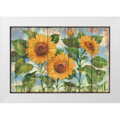 Summer Sunflowers White Modern Wood Framed Art Print by Brent, Paul