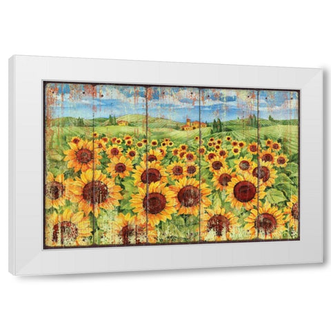 Sunflower Field White Modern Wood Framed Art Print by Brent, Paul