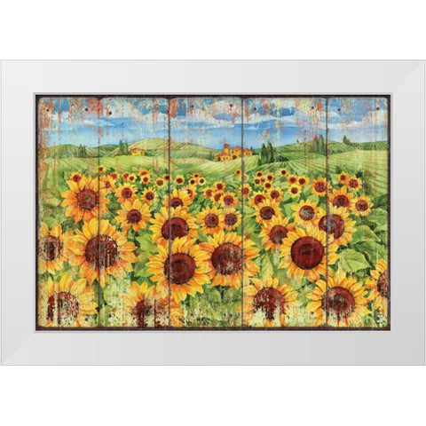 Sunflower Field White Modern Wood Framed Art Print by Brent, Paul