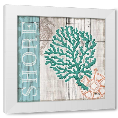 Coral Azul III White Modern Wood Framed Art Print by Brent, Paul