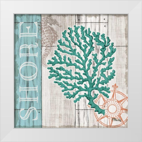 Coral Azul III White Modern Wood Framed Art Print by Brent, Paul