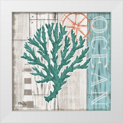 Coral Azul IV White Modern Wood Framed Art Print by Brent, Paul