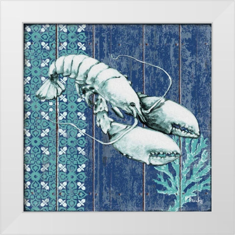 Indigo Sea VII White Modern Wood Framed Art Print by Brent, Paul