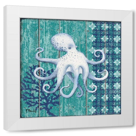 Indigo Sea IX White Modern Wood Framed Art Print by Brent, Paul