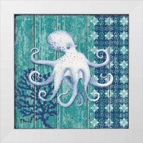 Indigo Sea IX White Modern Wood Framed Art Print by Brent, Paul