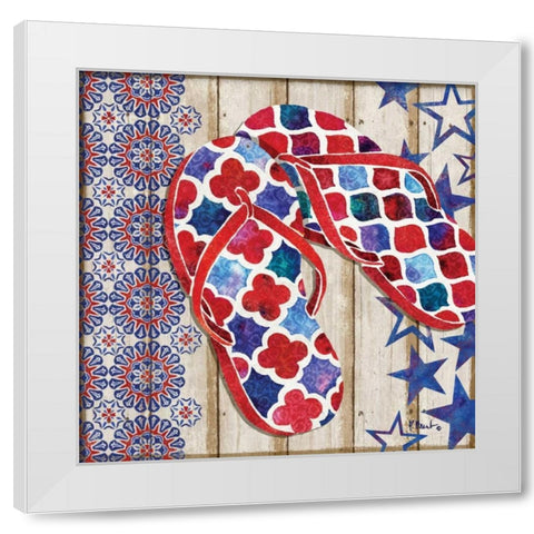 Patriotic Sarasota Sandals I White Modern Wood Framed Art Print by Brent, Paul