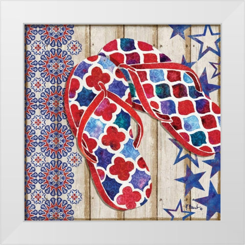 Patriotic Sarasota Sandals I White Modern Wood Framed Art Print by Brent, Paul