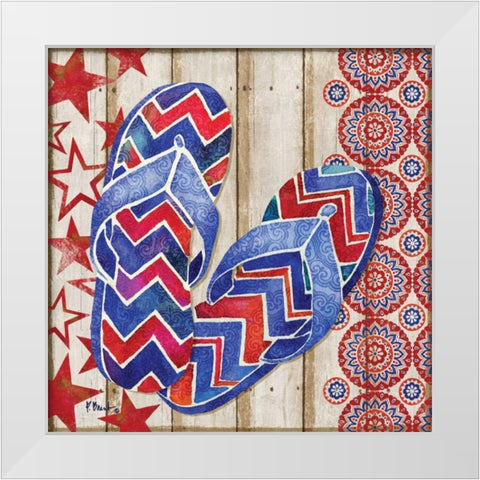 Patriotic Sarasota Sandals II White Modern Wood Framed Art Print by Brent, Paul