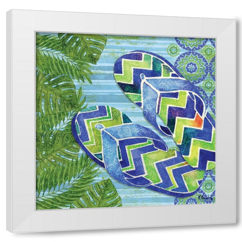 Blue Sarasota Sandals II White Modern Wood Framed Art Print by Brent, Paul