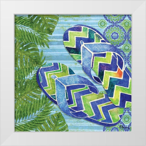 Blue Sarasota Sandals II White Modern Wood Framed Art Print by Brent, Paul
