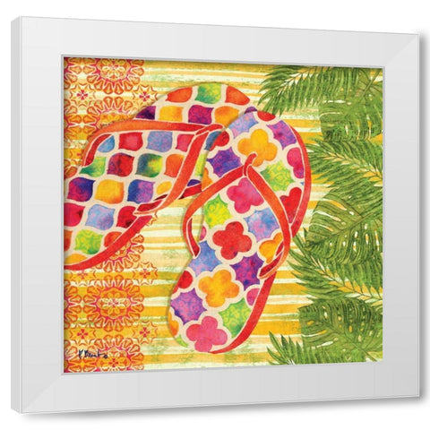Red Sarasota Sandals I White Modern Wood Framed Art Print by Brent, Paul