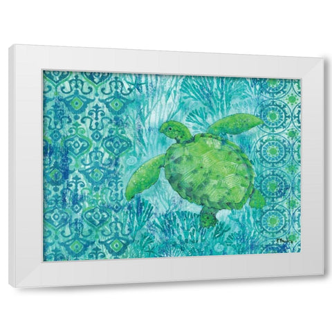 Turtle Batik White Modern Wood Framed Art Print by Brent, Paul