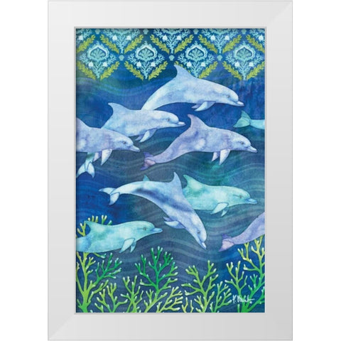 Dolphin Escape II White Modern Wood Framed Art Print by Brent, Paul