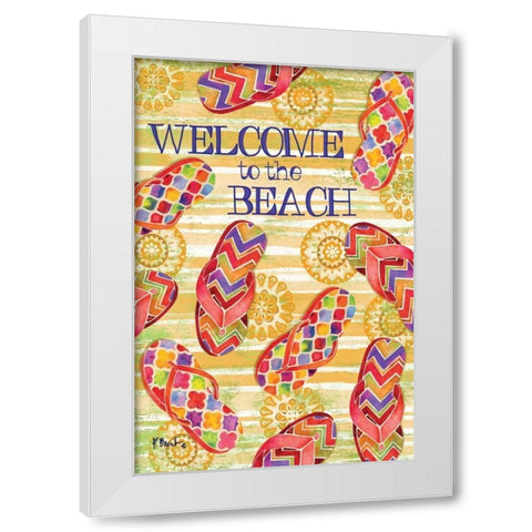 Sarasota Sandals Welcome White Modern Wood Framed Art Print by Brent, Paul