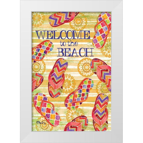 Sarasota Sandals Welcome White Modern Wood Framed Art Print by Brent, Paul
