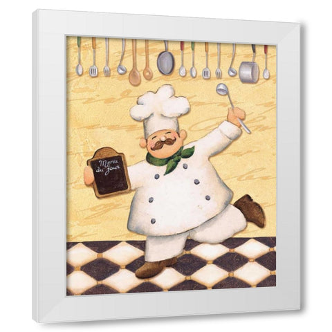 Le Chef et le Menu White Modern Wood Framed Art Print by Brissonnet, Daphne