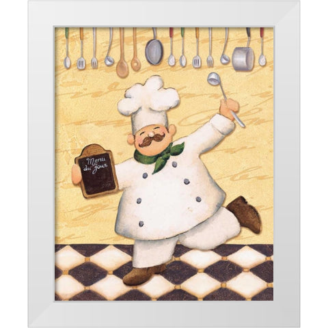 Le Chef et le Menu White Modern Wood Framed Art Print by Brissonnet, Daphne