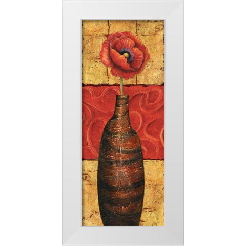 Fleur sur Tuiles I White Modern Wood Framed Art Print by Corbin, Delphine