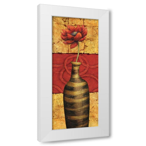 Fleur sur Tuiles II White Modern Wood Framed Art Print by Corbin, Delphine