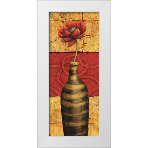Fleur sur Tuiles II White Modern Wood Framed Art Print by Corbin, Delphine