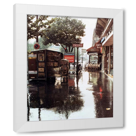 Sidewalk in Rain White Modern Wood Framed Art Print by Cieslikowski, Zeny