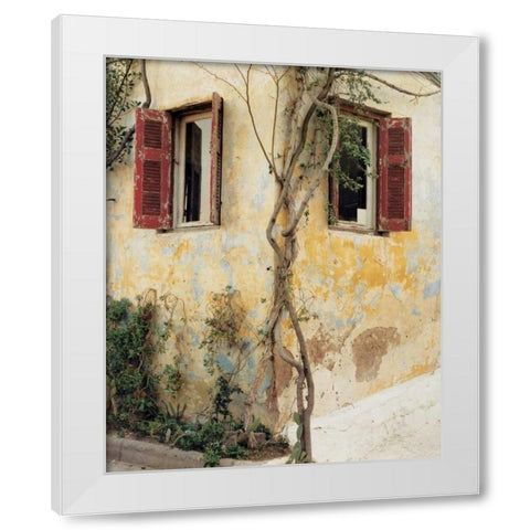Two Windows Red Shutters White Modern Wood Framed Art Print by Cieslikowski, Zeny