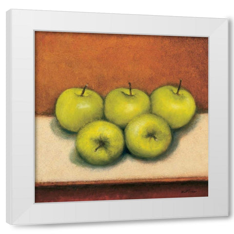 Granny Smith Apples White Modern Wood Framed Art Print by Creevy, Bill