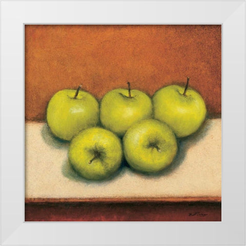 Granny Smith Apples White Modern Wood Framed Art Print by Creevy, Bill