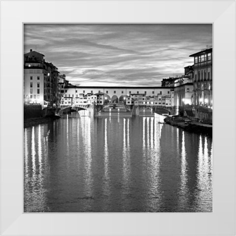 Golden Ponte Vecchio White Modern Wood Framed Art Print by Crane, Rita