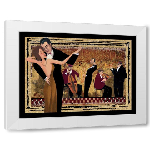 Jam Session I White Modern Wood Framed Art Print by CW Designs Inc.