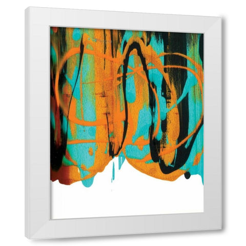 Orange Splatters White Modern Wood Framed Art Print by Dilbeck, Nikki