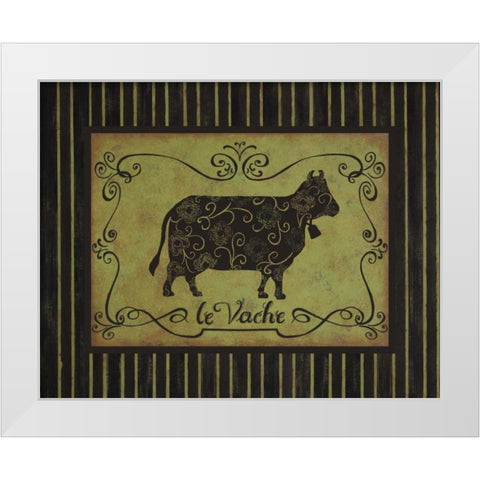 la Vache White Modern Wood Framed Art Print by Devereux, Sophie