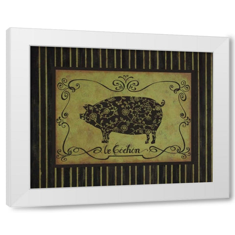 le Cochon White Modern Wood Framed Art Print by Devereux, Sophie