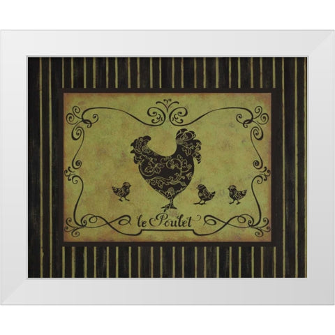 le Poulet White Modern Wood Framed Art Print by Devereux, Sophie