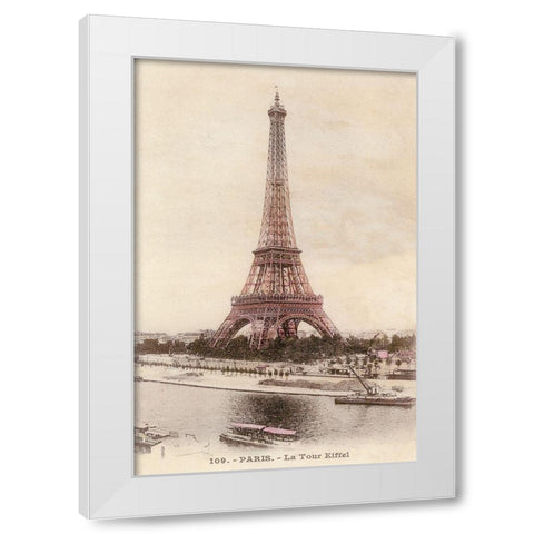 Vintage Eiffel Tower White Modern Wood Framed Art Print by Devereux, Sophie