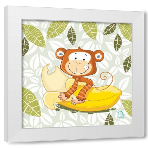 A Banana Ride White Modern Wood Framed Art Print by Blue Fish