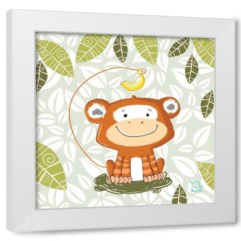 A Banana Tale White Modern Wood Framed Art Print by Blue Fish