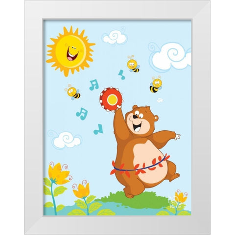 Bee Bright! White Modern Wood Framed Art Print by Blue Fish