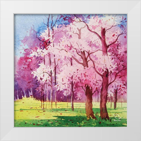 Cherry Blooms II White Modern Wood Framed Art Print by Blue Fish