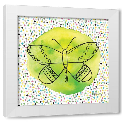 Butterflies Green White Modern Wood Framed Art Print by Frazer, Amy
