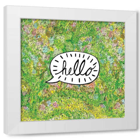 Hello White Modern Wood Framed Art Print by Frazer, Amy