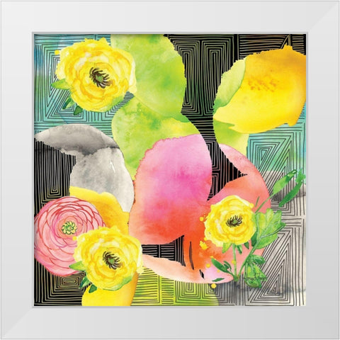 Geo Watercolor White Modern Wood Framed Art Print by Frazer, Amy